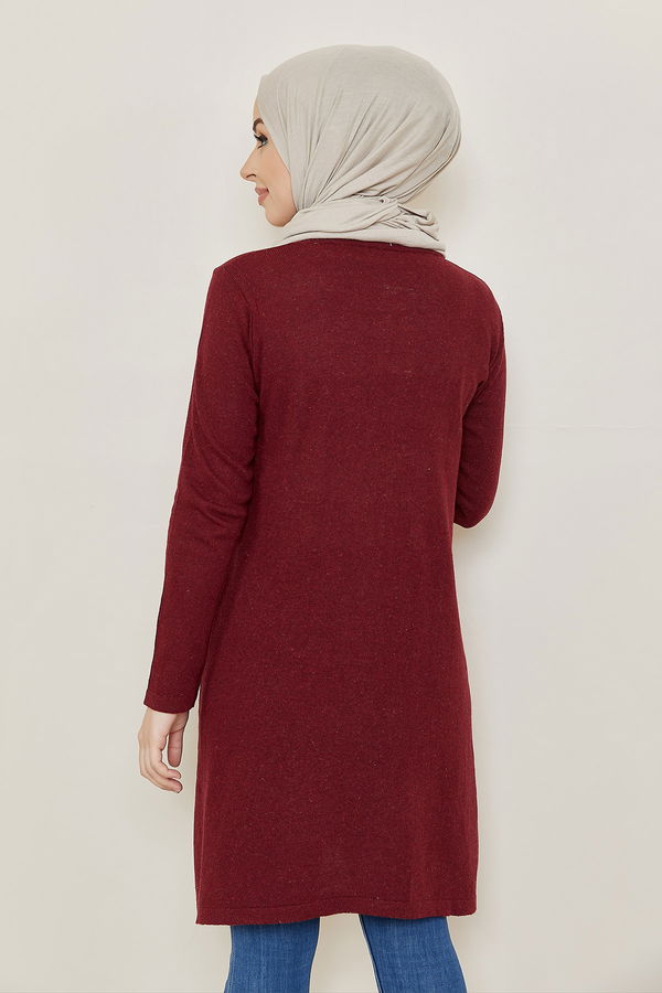 Düz Orta Kadın Bordo Tunik - 20872 BORDO