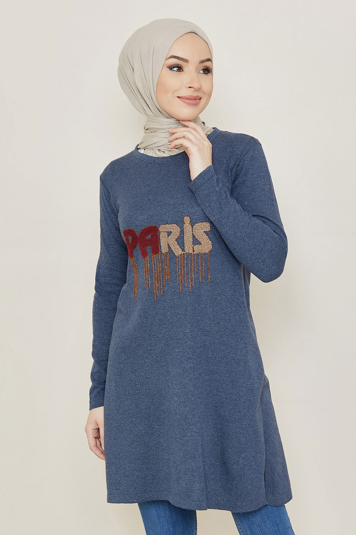 Düz Orta Kadın Mavi Tunik - 20872 MAVİ