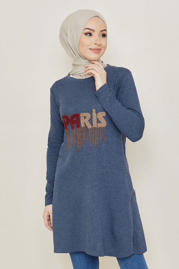 Düz Orta Kadın Mavi Tunik - 20872 MAVİ