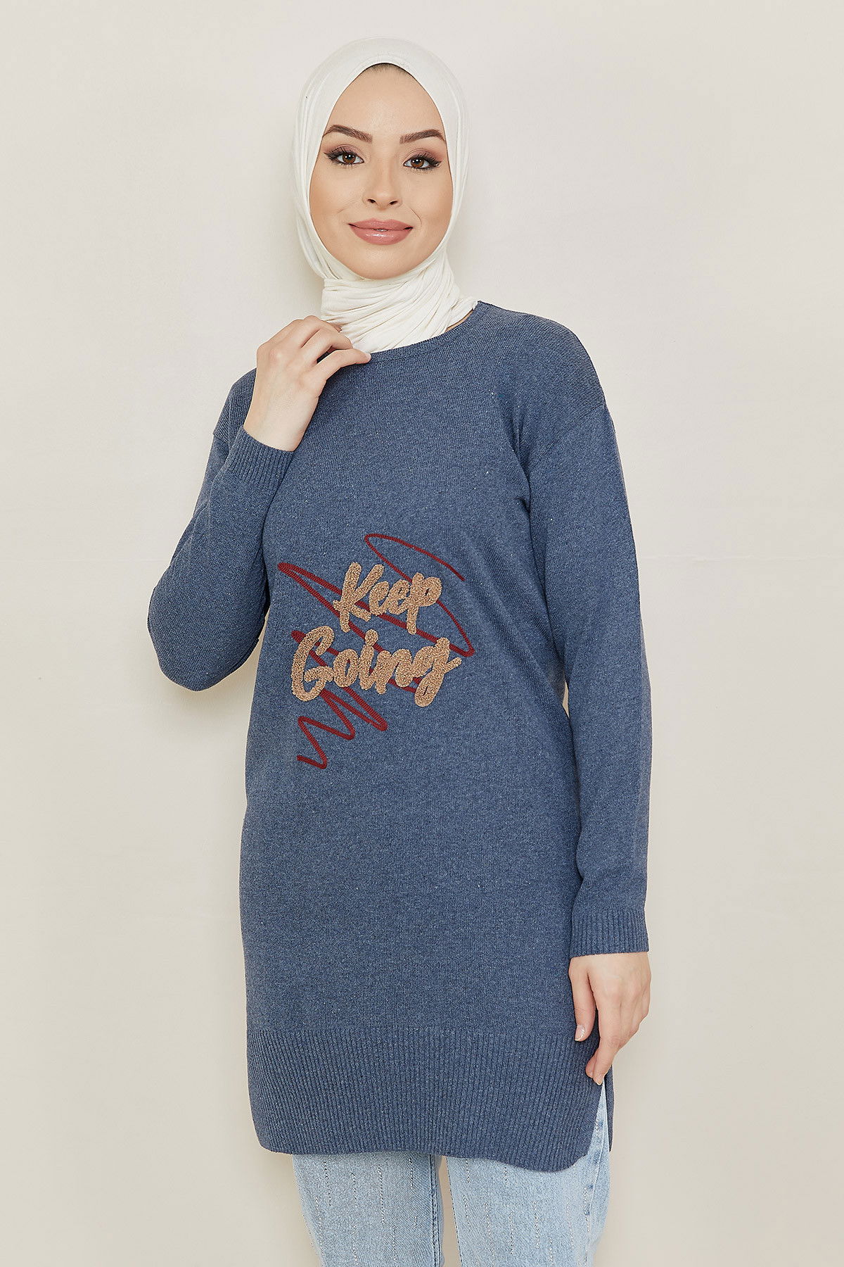 Düz Orta Kadın Mavi Tunik - 20873 MAVİ