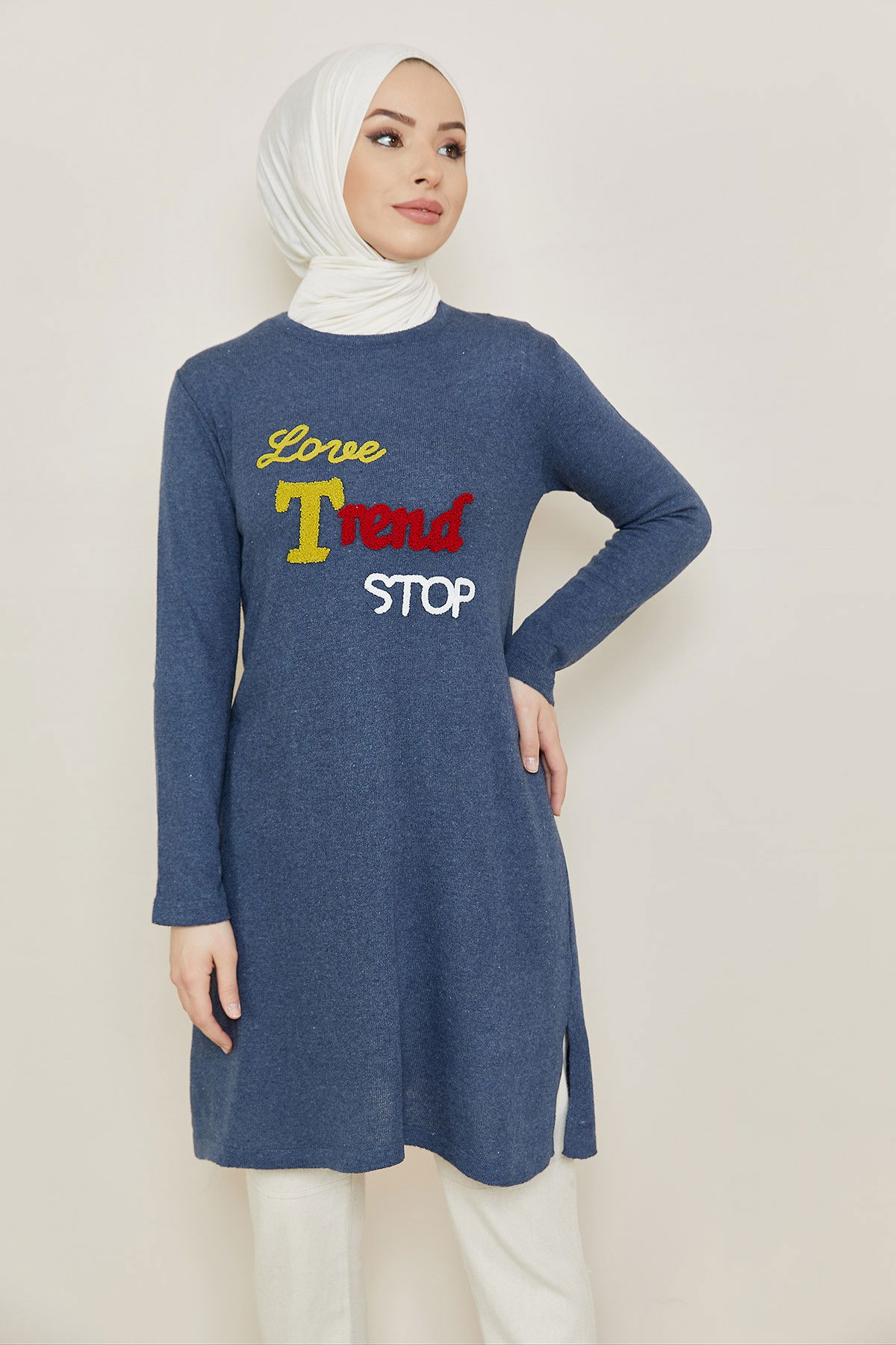 Düz Orta Kadın Mavi Tunik - 20875 MAVİ