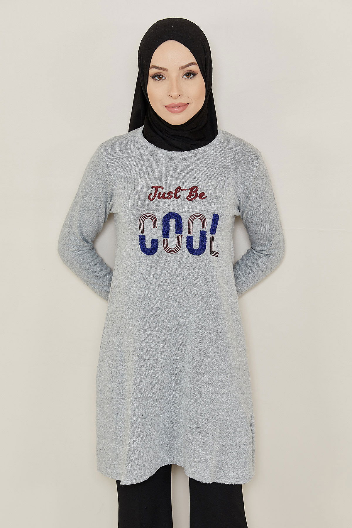 Düz Orta Kadın Gri Tunik - 20869 GRİ