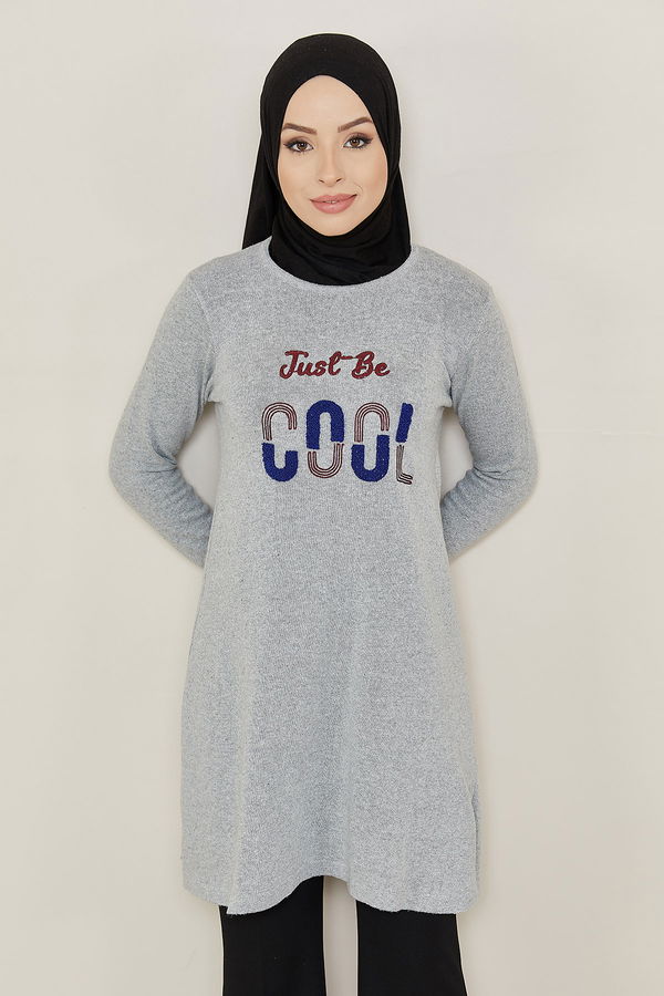 Düz Orta Kadın Gri Tunik - 20869 GRİ
