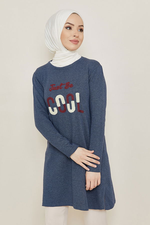 Düz Orta Kadın Mavi Tunik - 20869 MAVİ