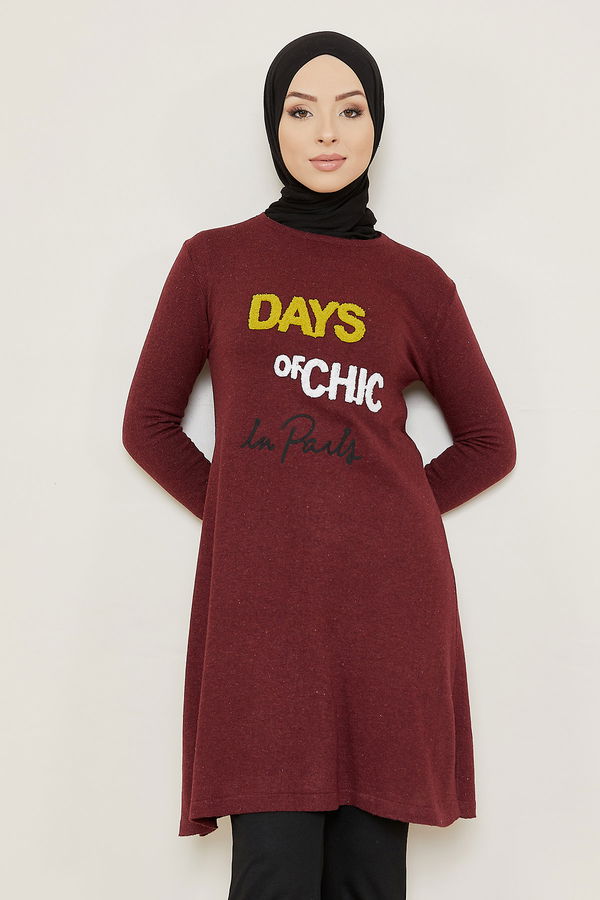 Düz Orta Kadın Bordo Tunik - 20874 BORDO