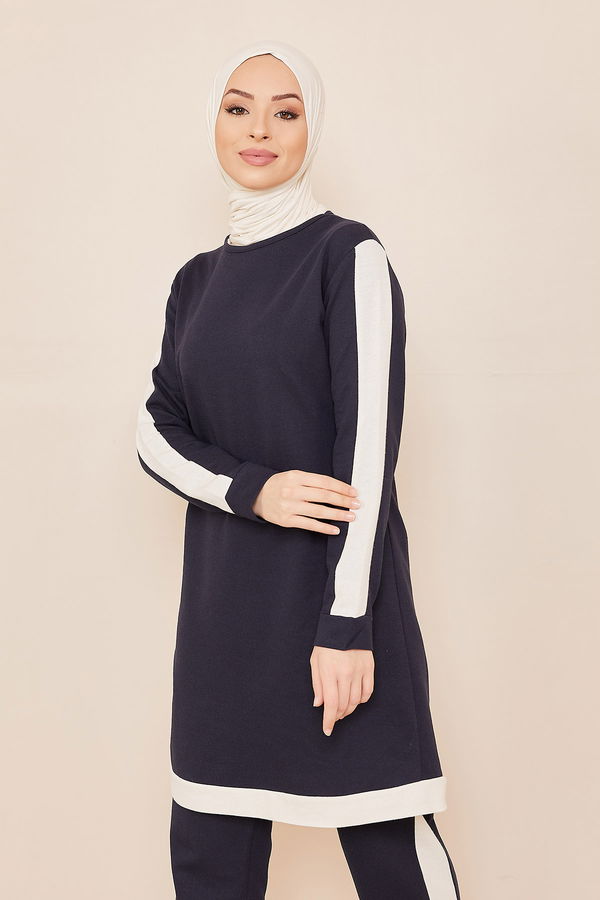 Düz Orta Kadın Lacivert TUNIK PANTOLON - 4221