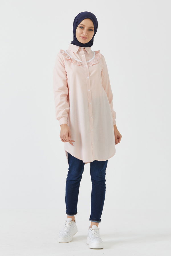 Düz Orta Kadın Pembe TUNIK - 3498
