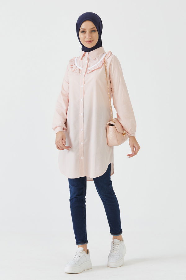 Düz Orta Kadın Pembe TUNIK - 3498