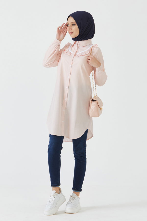 Düz Orta Kadın Pembe TUNIK - 3498