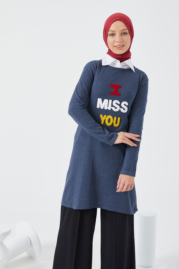 Düz Orta Kadın Mavi Tunik - 20876 MAVİ