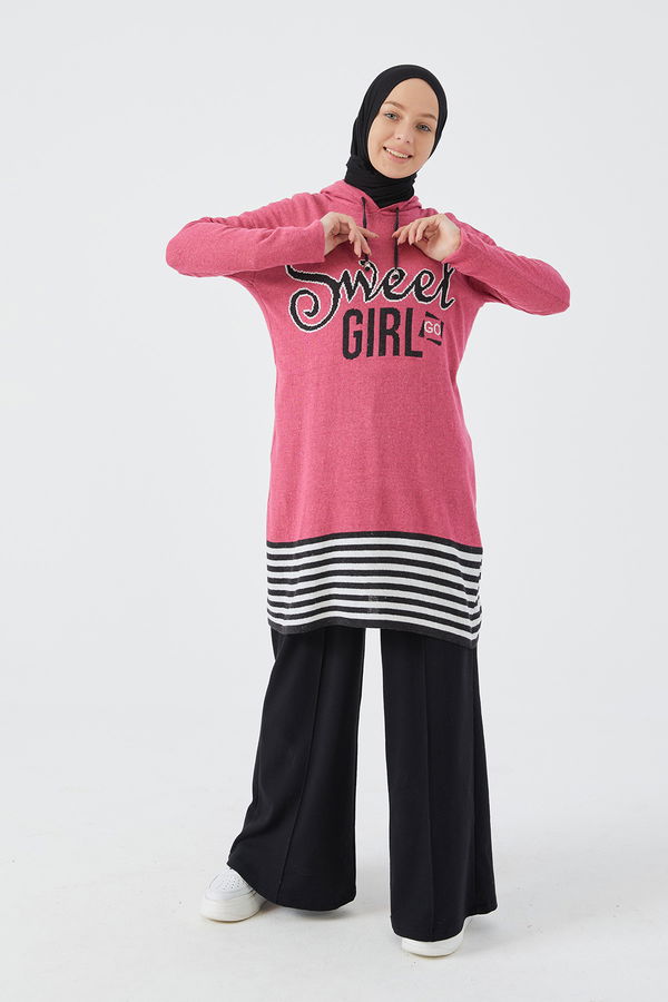 Düz Orta Kadın Pembe Tunik - 20885