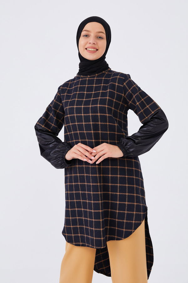 Düz Bisiklet Yaka Kadın Taba Tunık - 3864 TABA