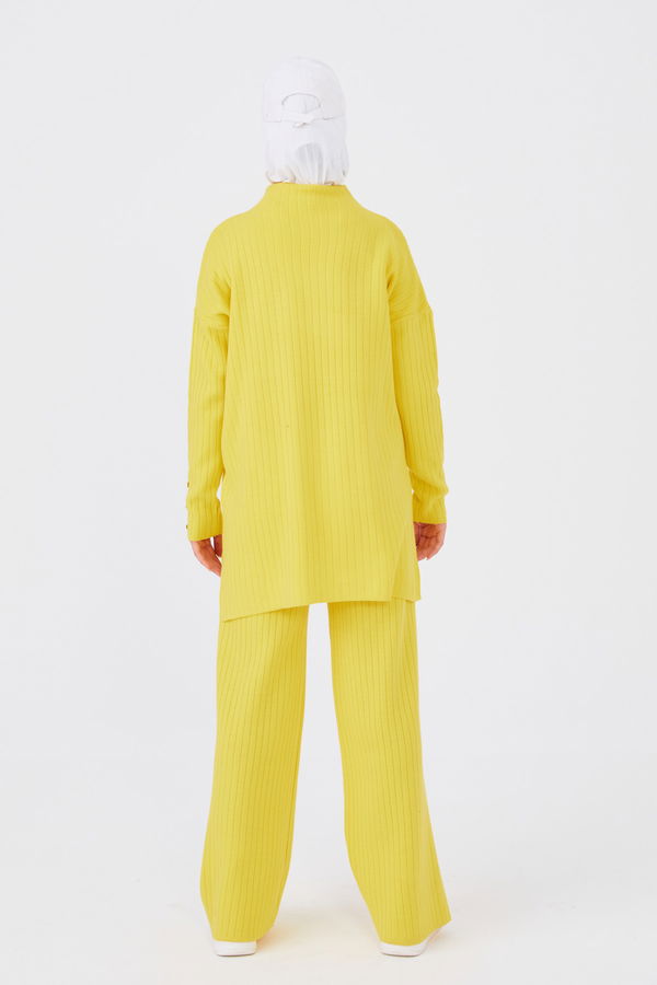 Düz Orta Kadın Sarı Tunik Pantalon - 20862 Sarı
