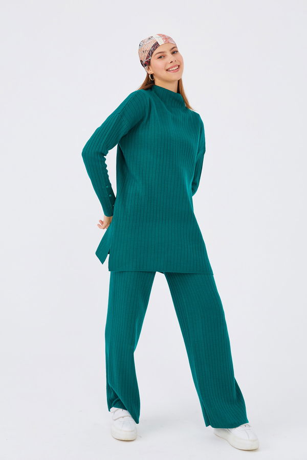 Düz Orta Kadın Yeşil Tunik Pantalon - 20862