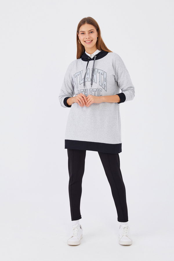 Düz Orta Kadın Gri Sweat - 20899