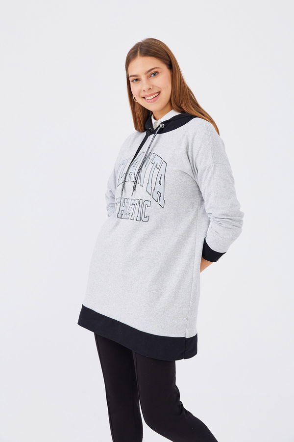 Düz Orta Kadın Gri Sweat - 20899