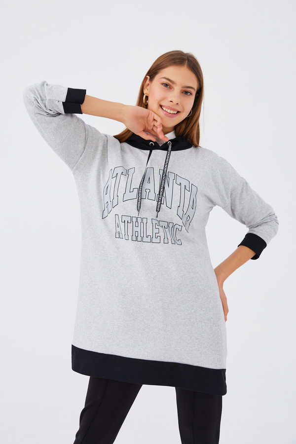 Düz Orta Kadın Gri Sweat - 20899