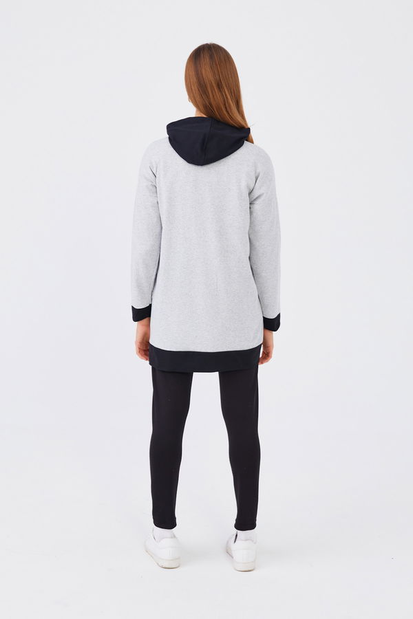 Düz Orta Kadın Gri Sweat - 20899