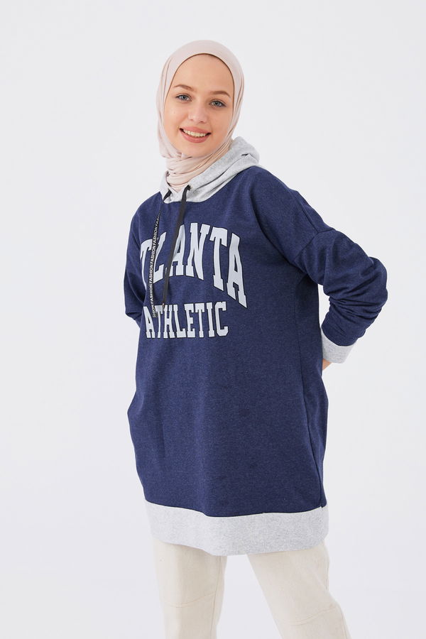Düz Orta Kadın Lacivert Sweat - 20899