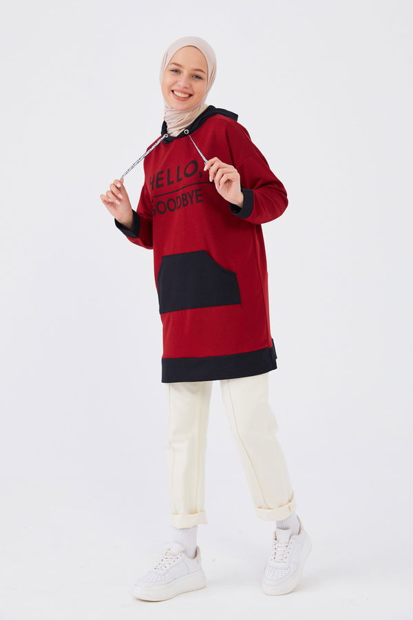 Düz Orta Kadın Bordo Sweat - 20900 BORDO