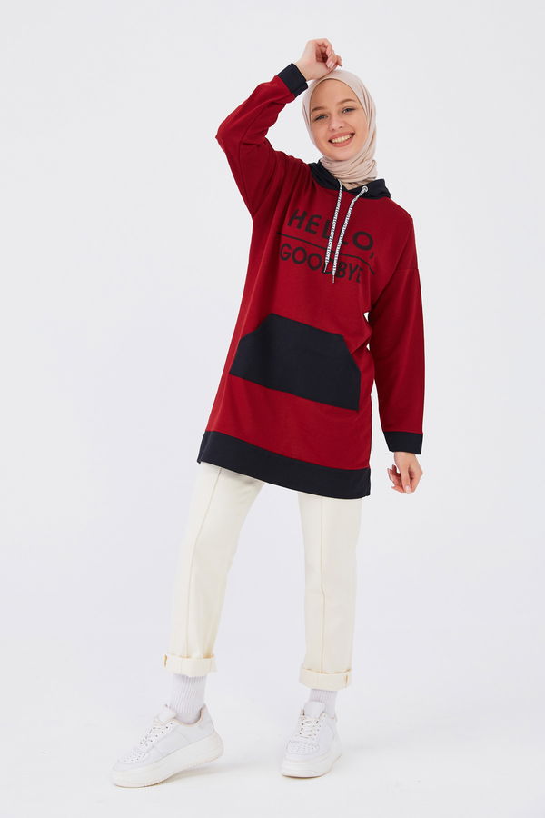 Düz Orta Kadın Bordo Sweat - 20900 BORDO