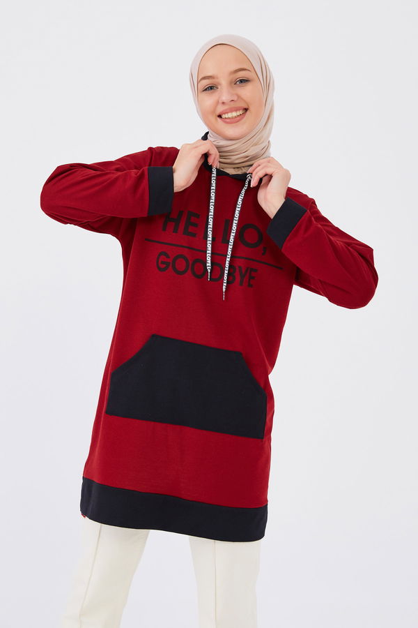 Düz Orta Kadın Bordo Sweat - 20900 BORDO