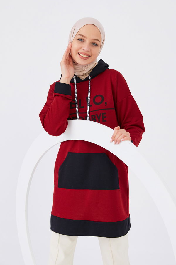 Düz Orta Kadın Bordo Sweat - 20900 BORDO