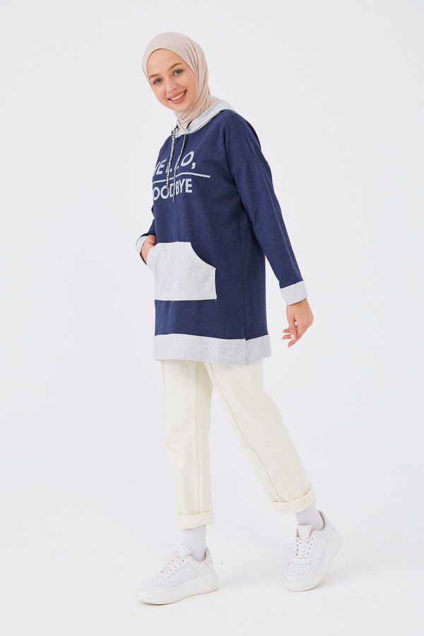 Düz Orta Kadın Lacivert Sweat - 20900