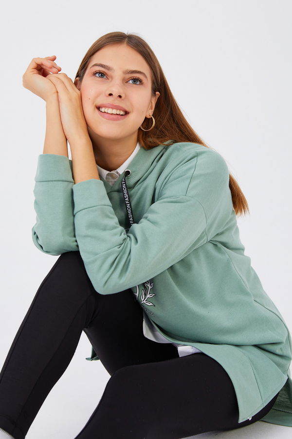 Düz Orta Kadın Yeşil Sweat - 20901 YEŞİL