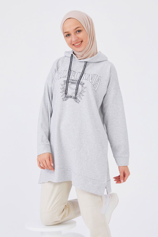 Düz Orta Kadın Gri Sweat - 20901 GRİ