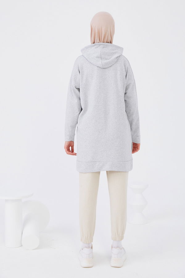 Düz Orta Kadın Gri Sweat - 20901 GRİ