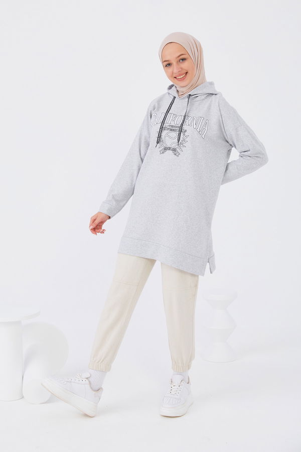 Düz Orta Kadın Gri Sweat - 20901 GRİ