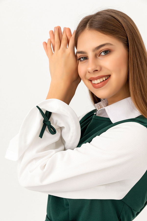 Düz Bisiklet Yaka Kadın Yeşil TUNIK - 3238
