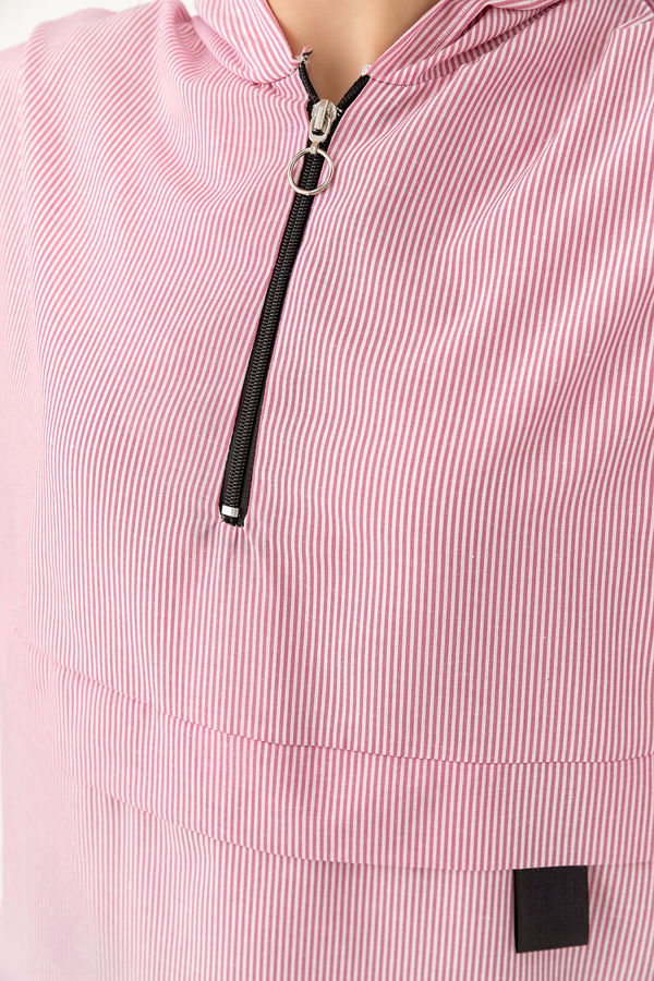 Düz Kapsonlu Yaka Kadın Pembe TUNIK - 3723 PEMBE