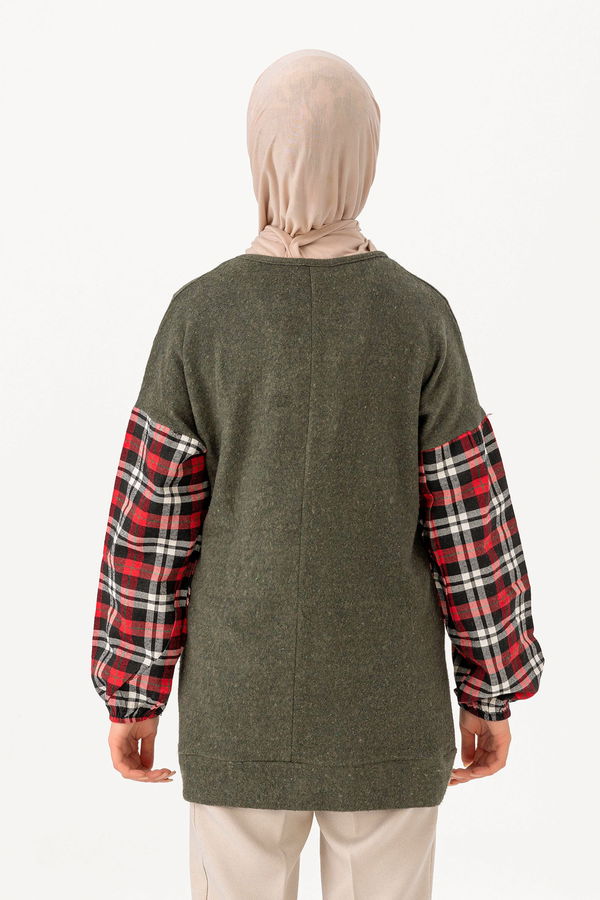 Düz Orta Kadın Haki TUNIK - 3459