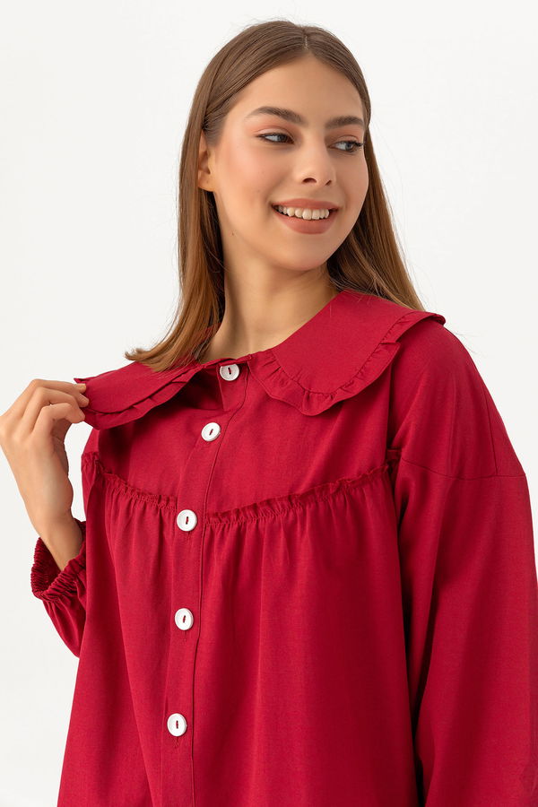Düz Orta Kadın Bordo Tunık BORDO - 3692 - 3692 BORDO