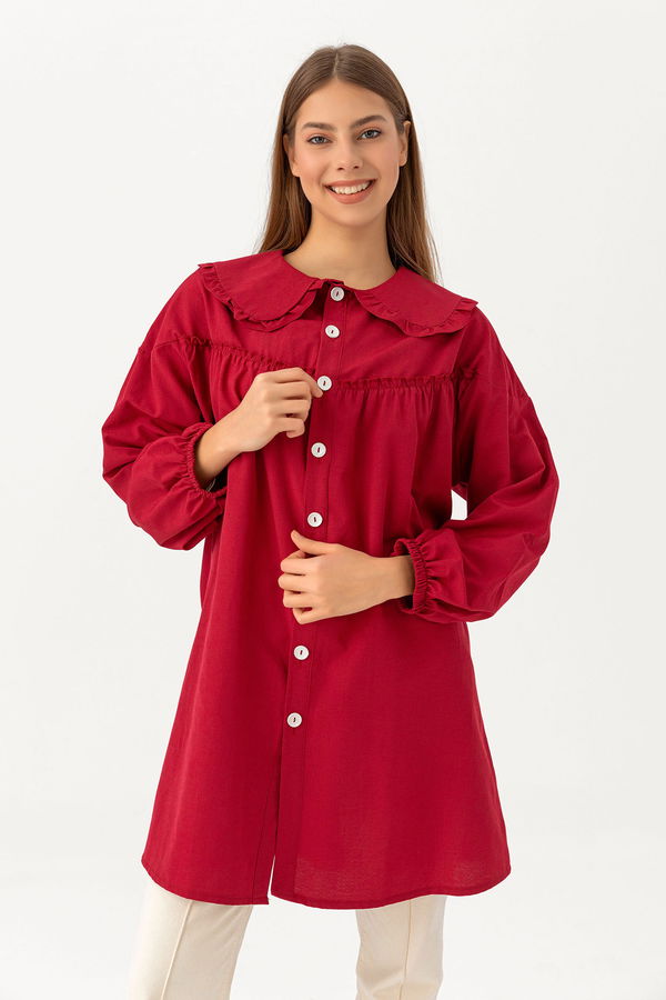 Düz Orta Kadın Bordo Tunık BORDO - 3692 - 3692 BORDO