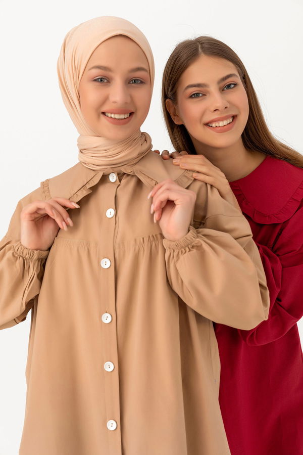 Düz Orta Kadın Bordo Tunık BORDO - 3692 - 3692 BORDO