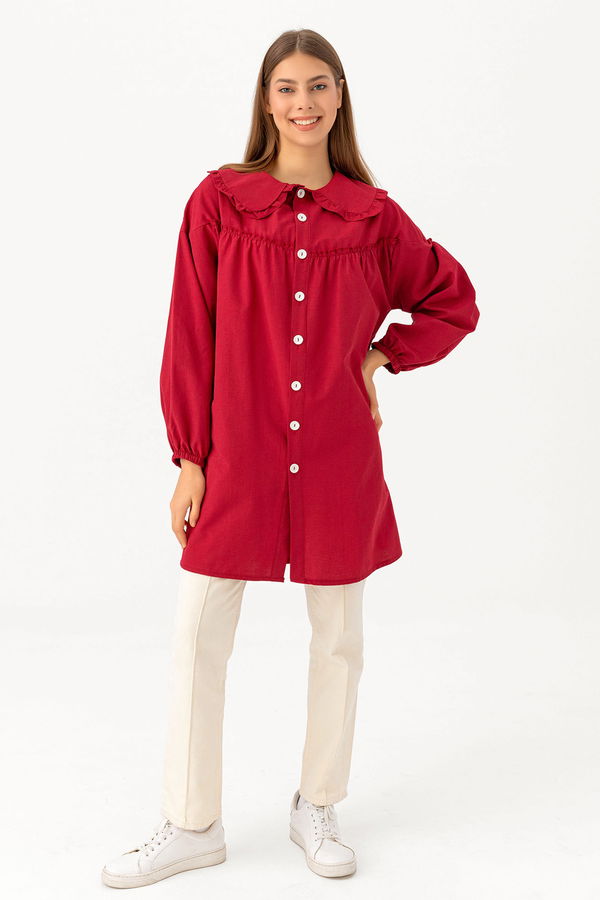 Düz Orta Kadın Bordo Tunık BORDO - 3692 - 3692 BORDO