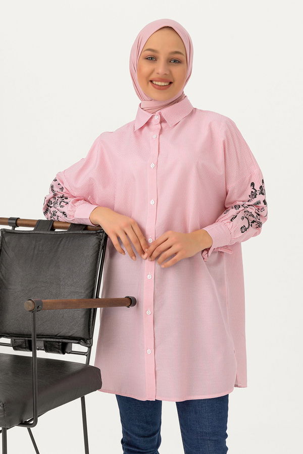 Düz Orta Kadın Pembe TUNIK - 3491