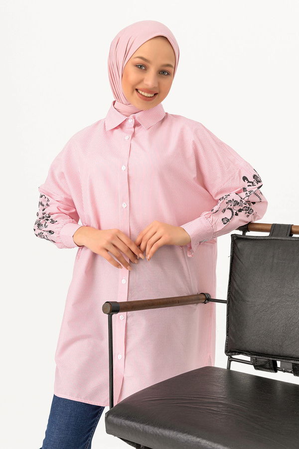 Düz Orta Kadın Pembe TUNIK - 3491