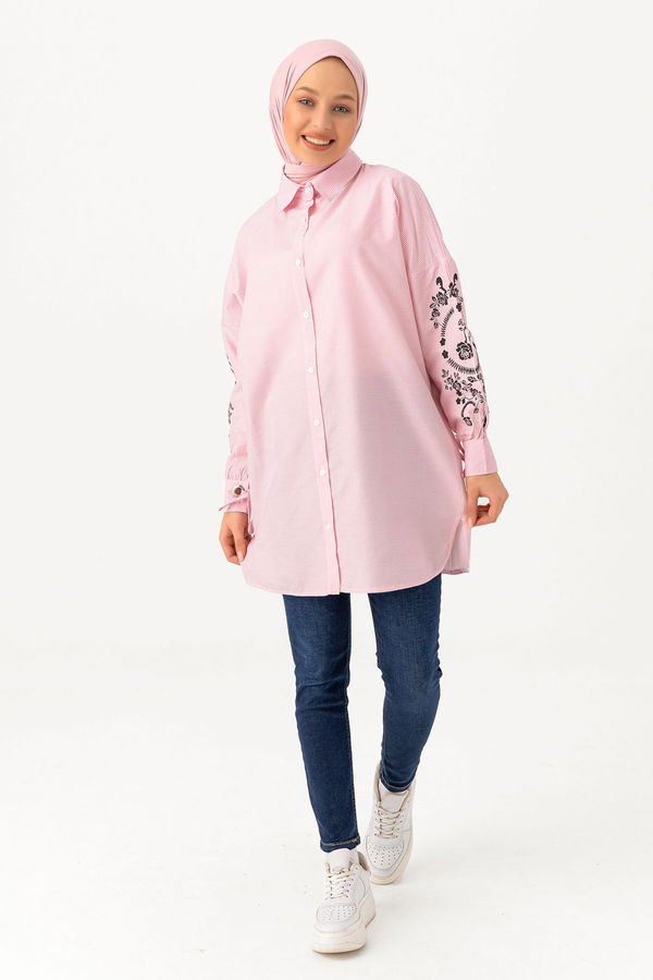 Düz Orta Kadın Pembe TUNIK - 3491