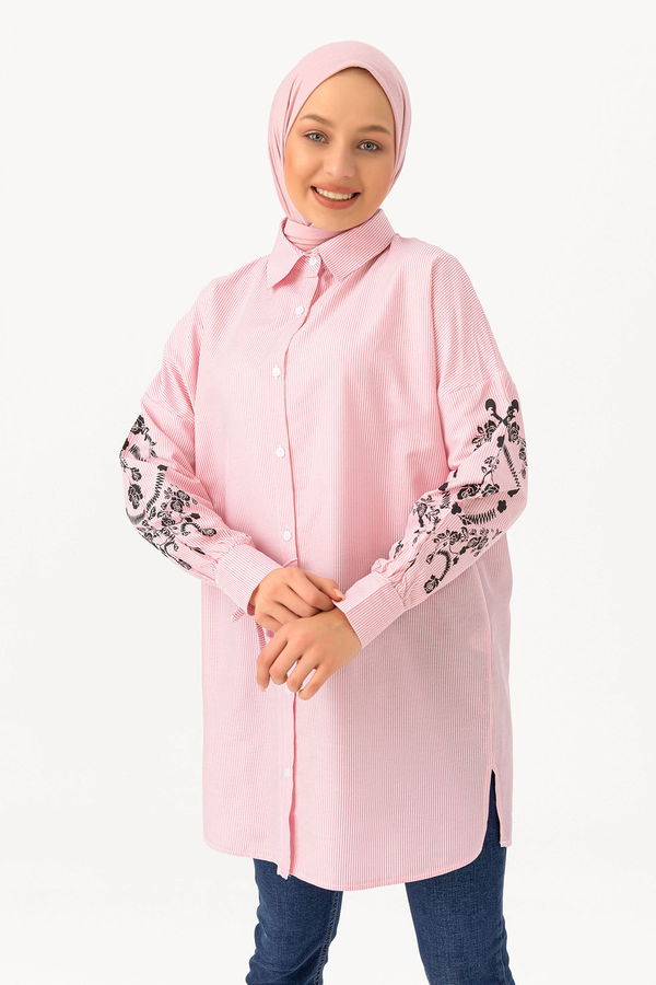 Düz Orta Kadın Pembe TUNIK - 3491