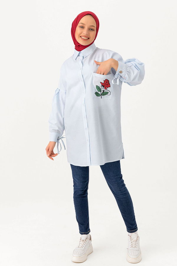 Düz Orta Kadın Mavi TUNIK - 3495 MAVİ