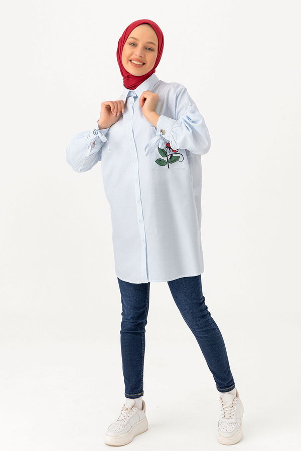 Düz Orta Kadın Mavi TUNIK - 3495 MAVİ