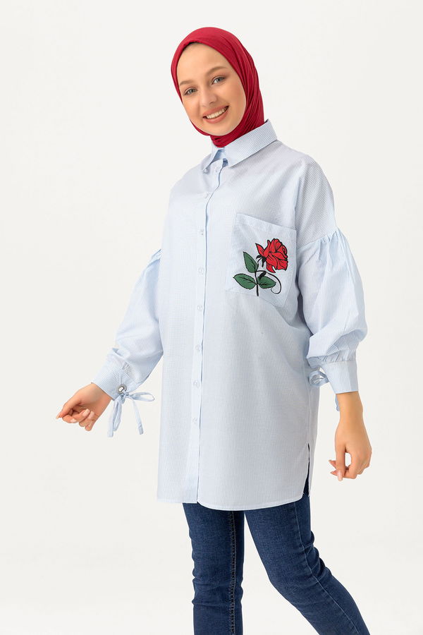 Düz Orta Kadın Mavi TUNIK - 3495 MAVİ