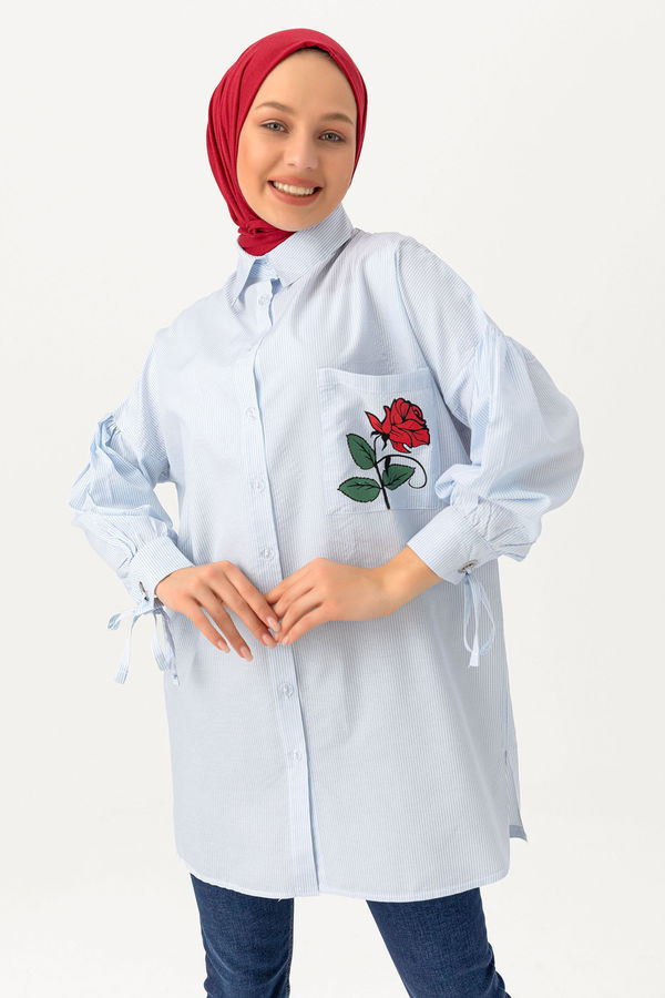 Düz Orta Kadın Mavi TUNIK - 3495 MAVİ