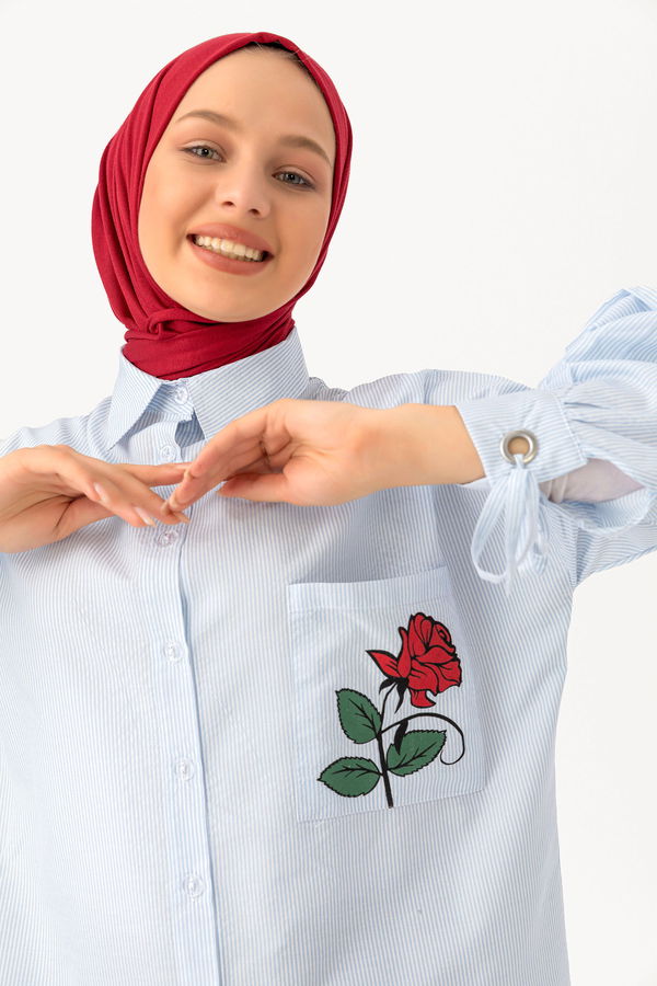 Düz Orta Kadın Mavi TUNIK - 3495 MAVİ