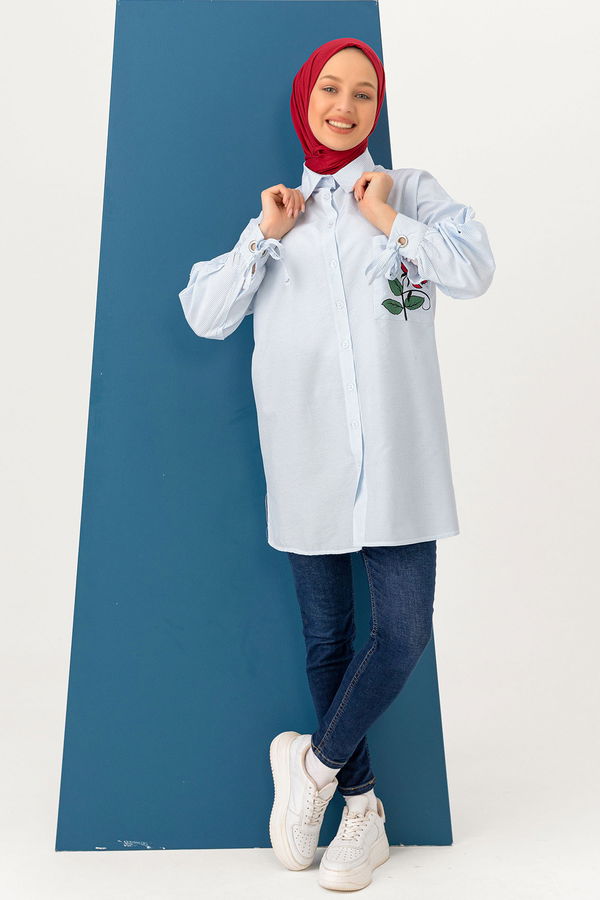 Düz Orta Kadın Mavi TUNIK - 3495 MAVİ