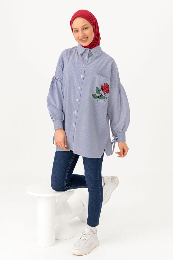 Düz Orta Kadın Mavi TUNIK - 3495 MAVİ